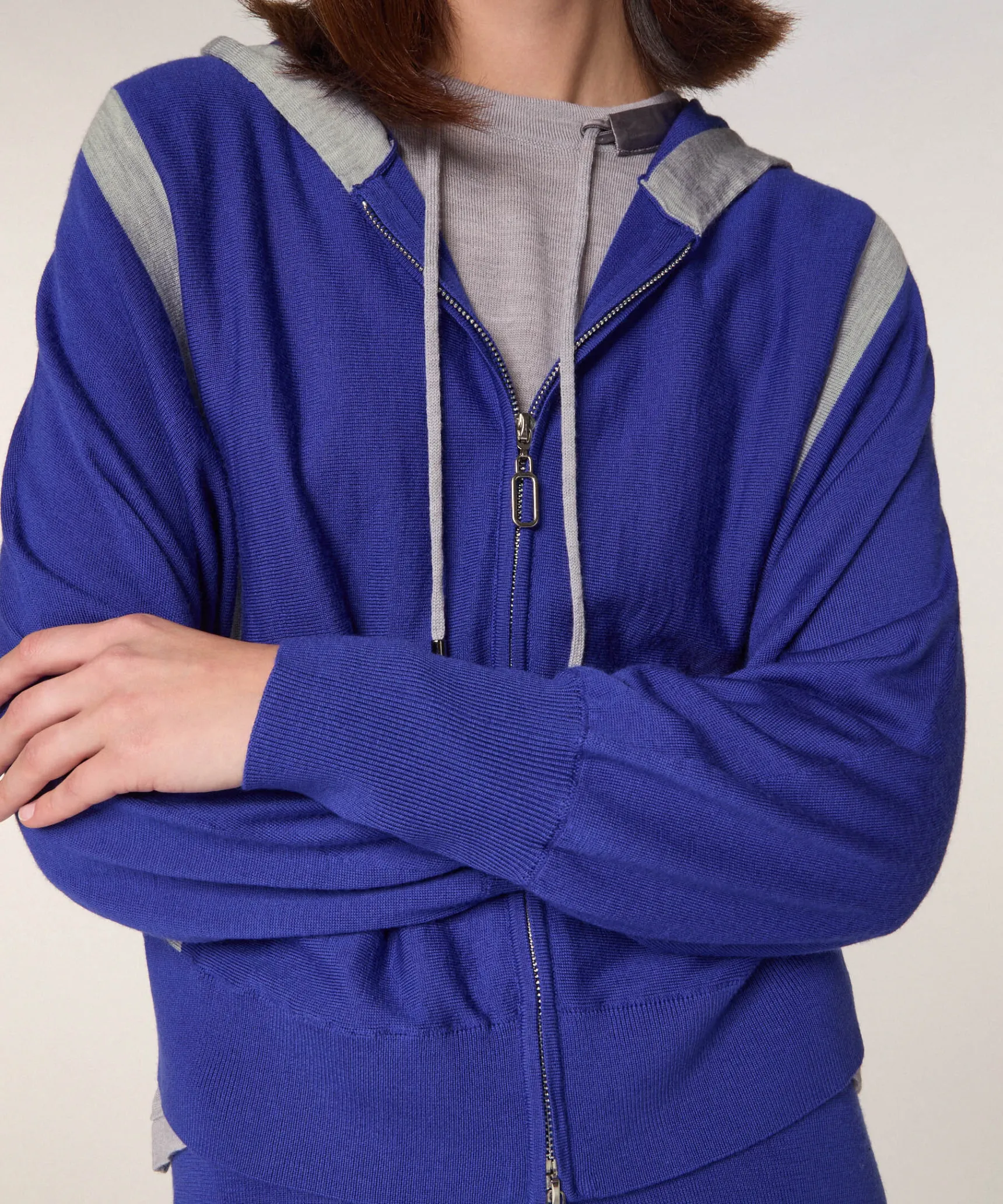 Sale Rodier Gilet à capuche en laine mérinos bleu outremer