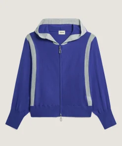 Sale Rodier Gilet à capuche en laine mérinos bleu outremer
