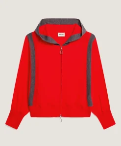 Rodier Gilet à capuche en laine mérinos orange