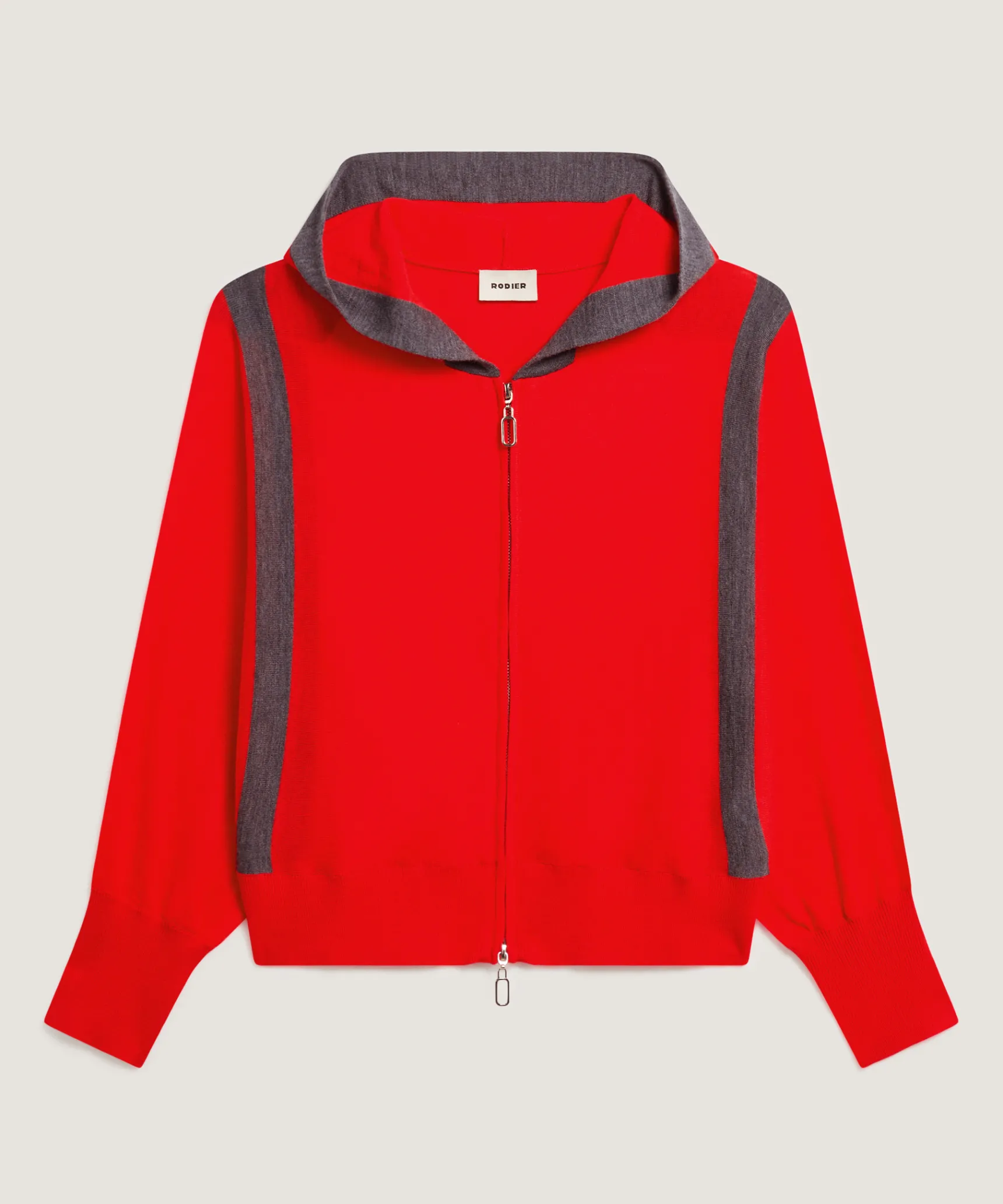 Rodier Gilet à capuche en laine mérinos orange