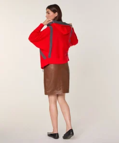 Rodier Gilet à capuche en laine mérinos orange
