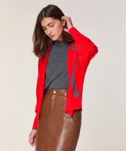 Rodier Gilet à capuche en laine mérinos orange