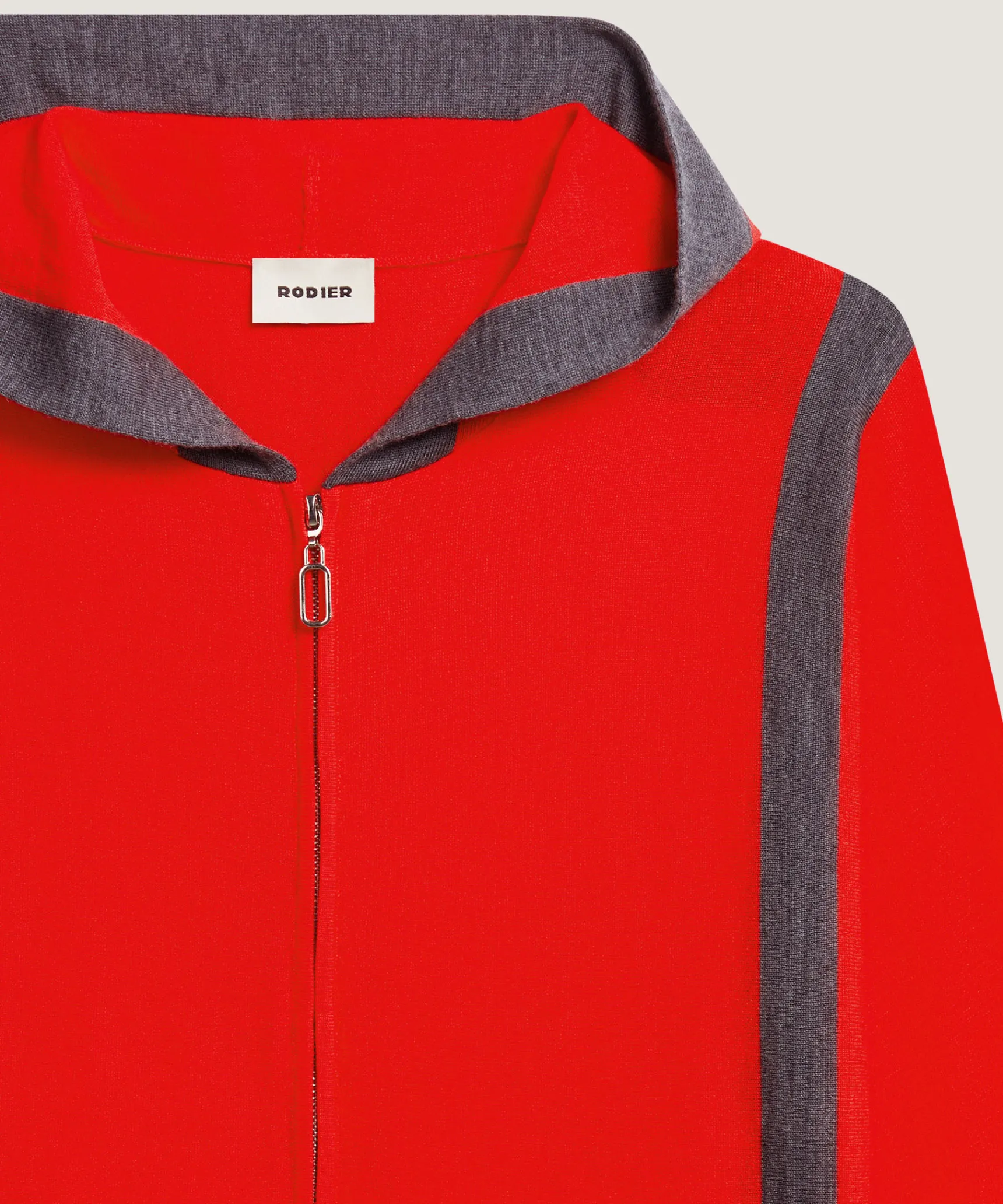 Rodier Gilet à capuche en laine mérinos orange