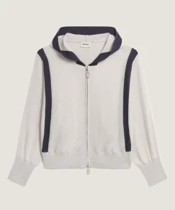 New Rodier Gilet à capuche en laine mérinos blanc