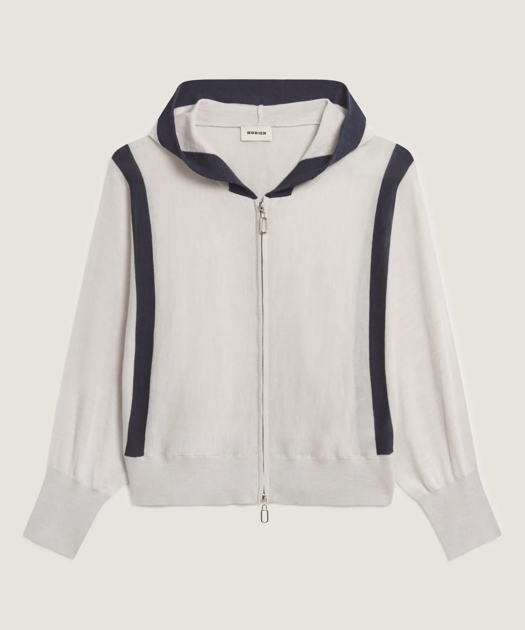 New Rodier Gilet à capuche en laine mérinos blanc