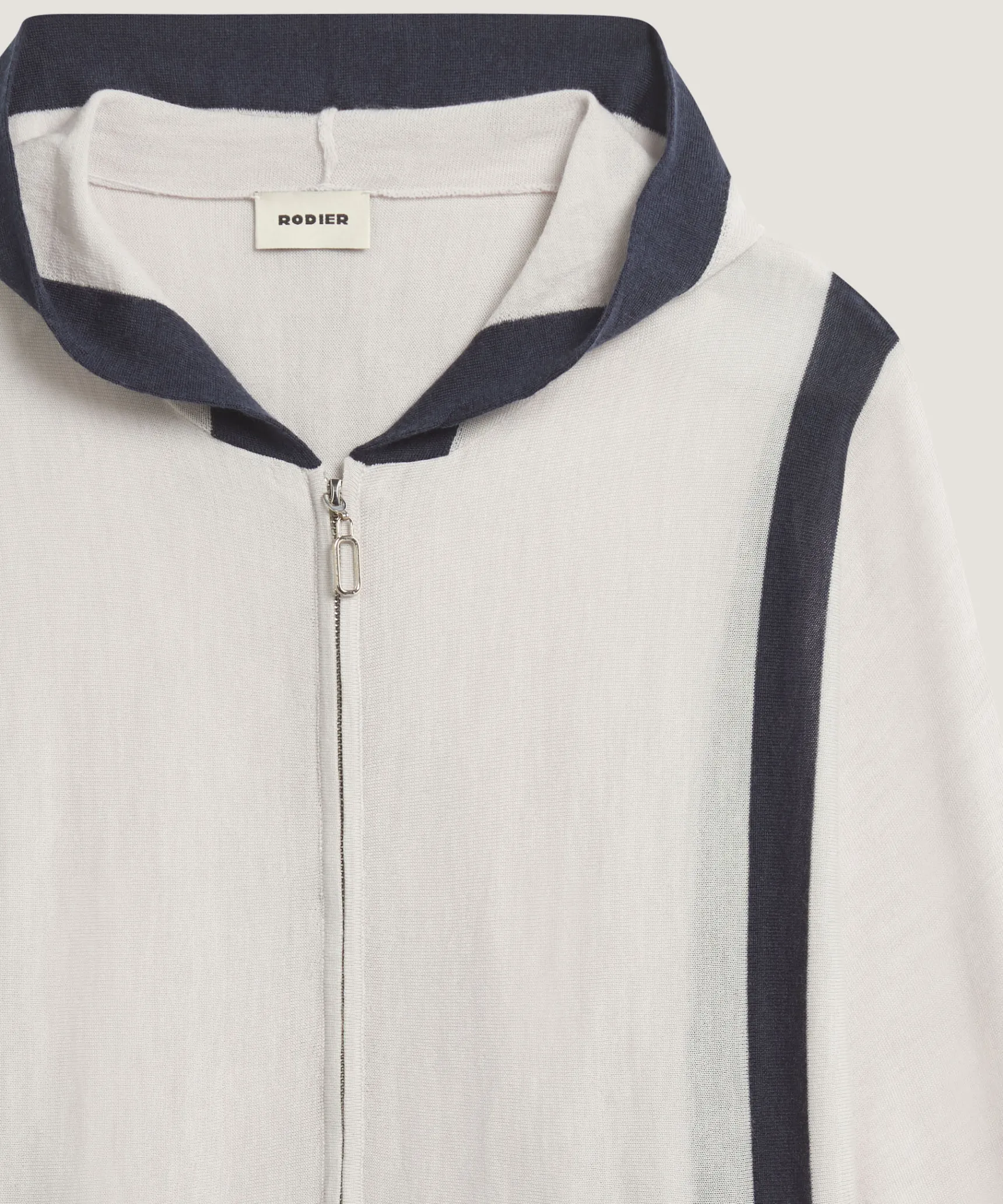 New Rodier Gilet à capuche en laine mérinos blanc