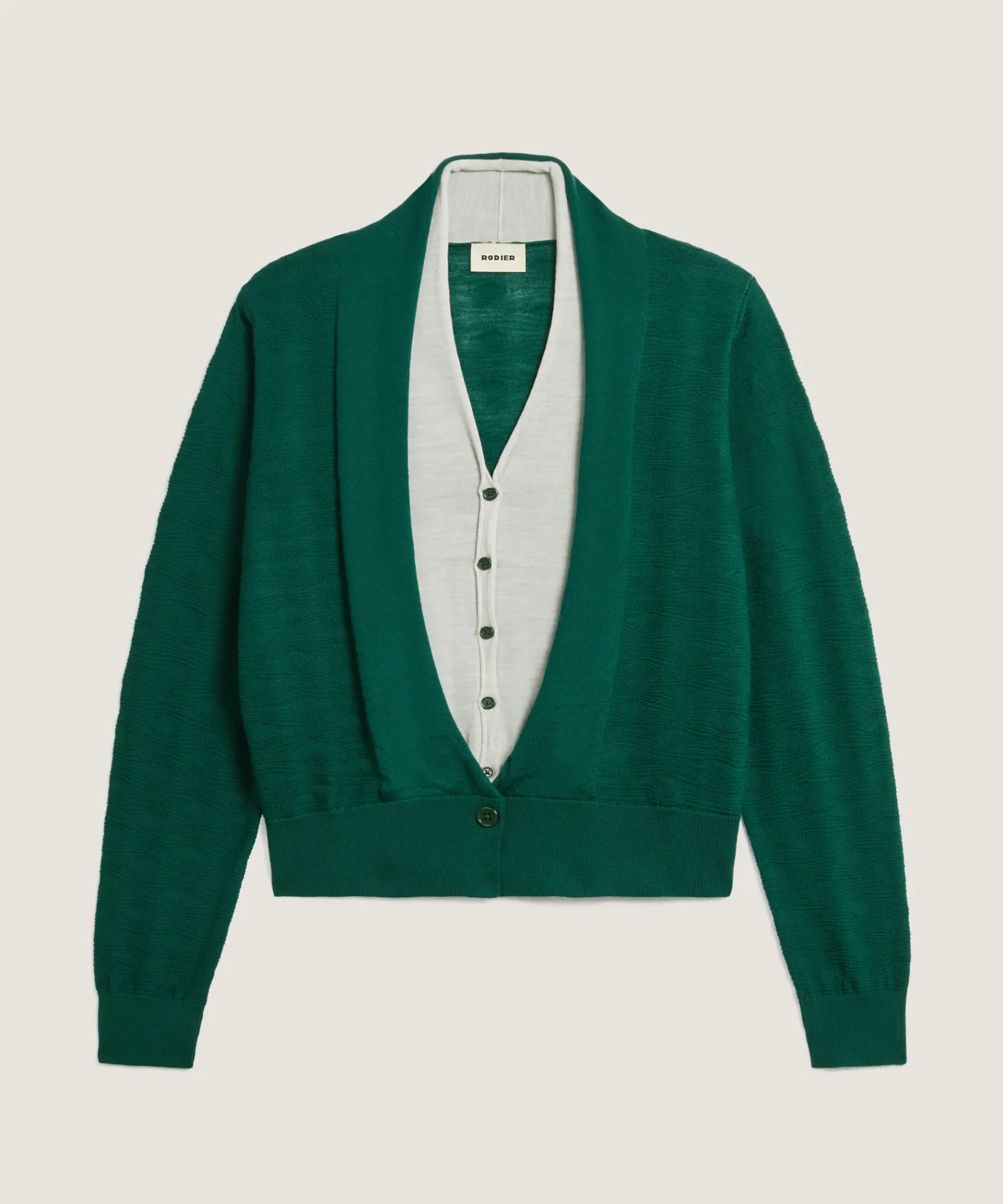 New Rodier Gilet 2 en 1 en laine mérinos vert anglais