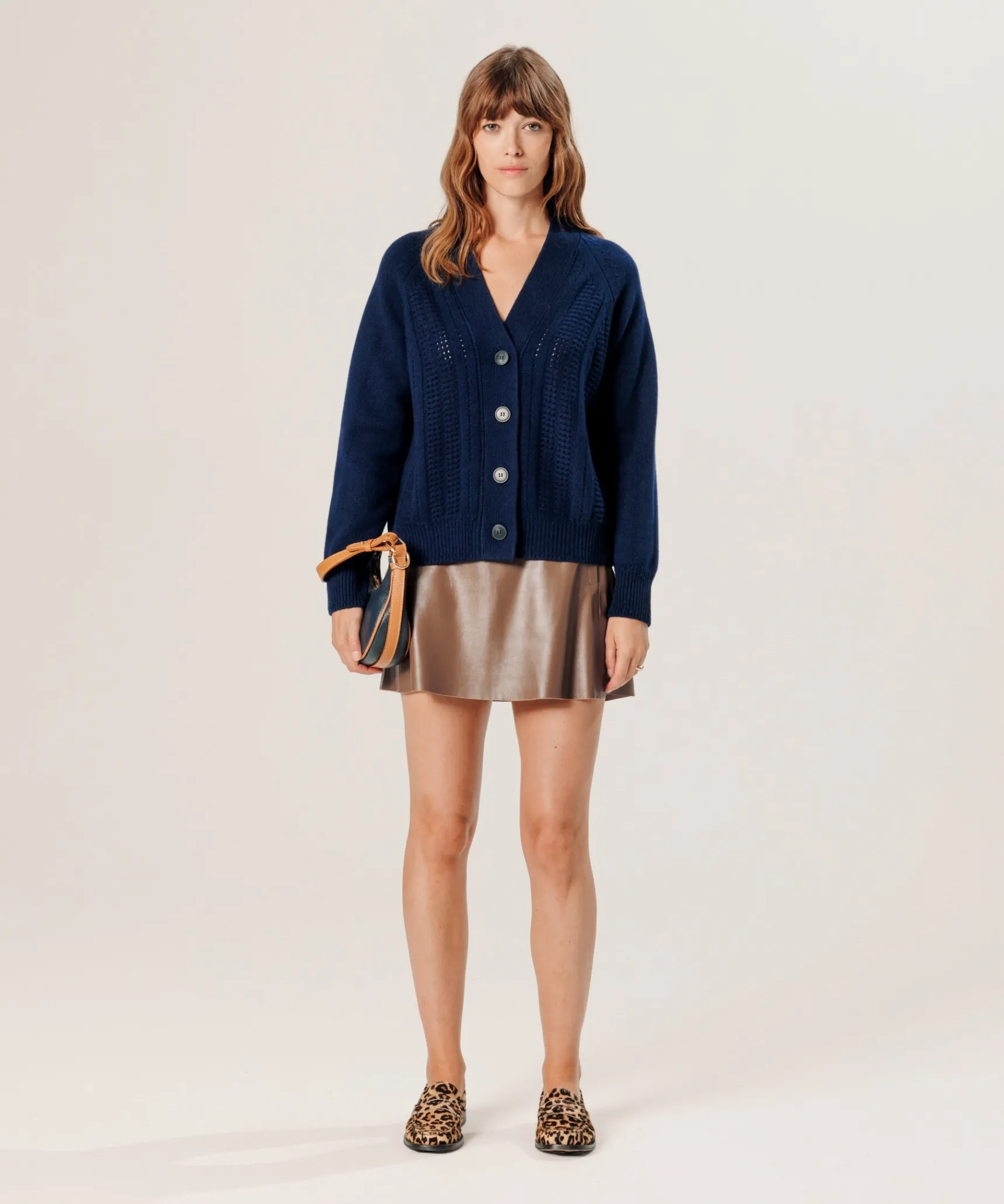 Outlet Rodier Gilet ajouré en cachemire bleu marine