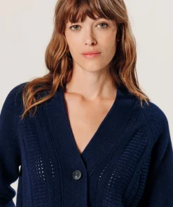 Outlet Rodier Gilet ajouré en cachemire bleu marine
