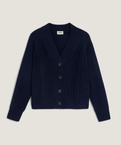 Outlet Rodier Gilet ajouré en cachemire bleu marine
