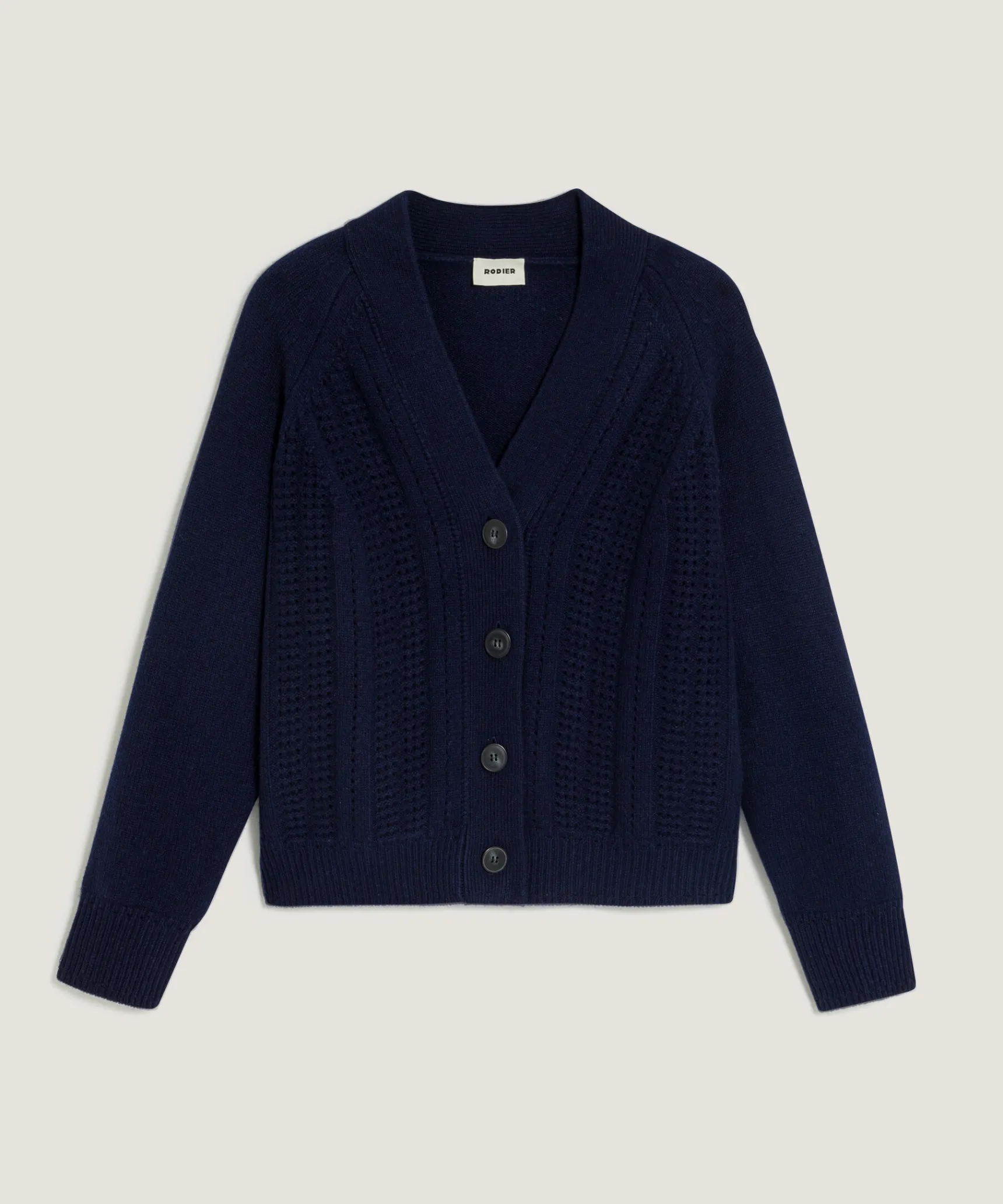 Outlet Rodier Gilet ajouré en cachemire bleu marine