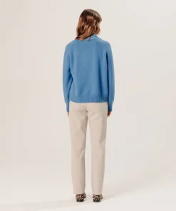 Rodier Gilet ajouré en cachemire bleu gris
