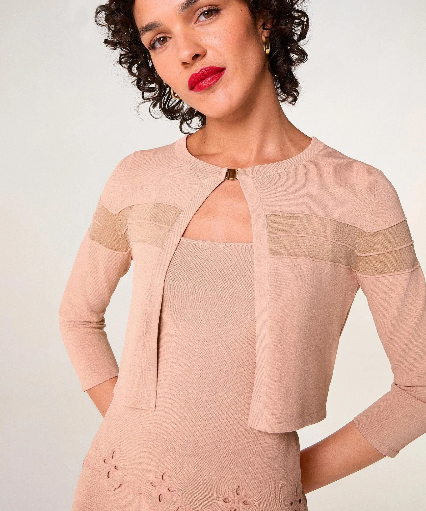 Clearance Rodier Gilet court rose poudré