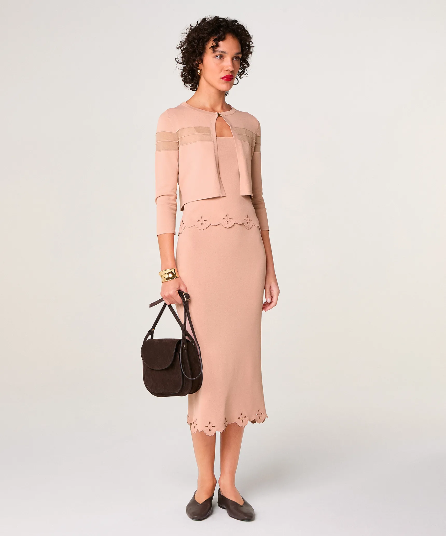 Clearance Rodier Gilet court rose poudré