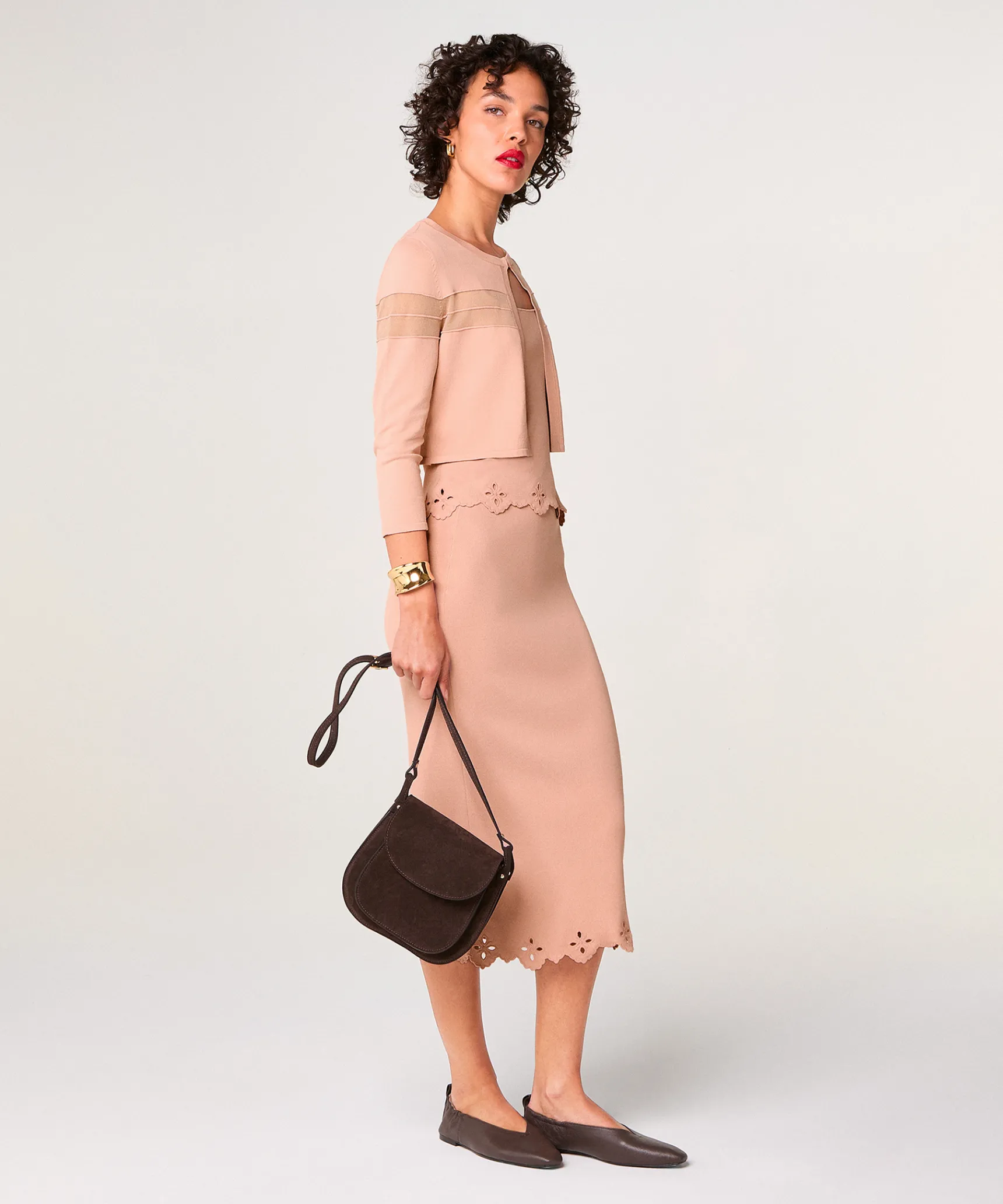 Clearance Rodier Gilet court rose poudré