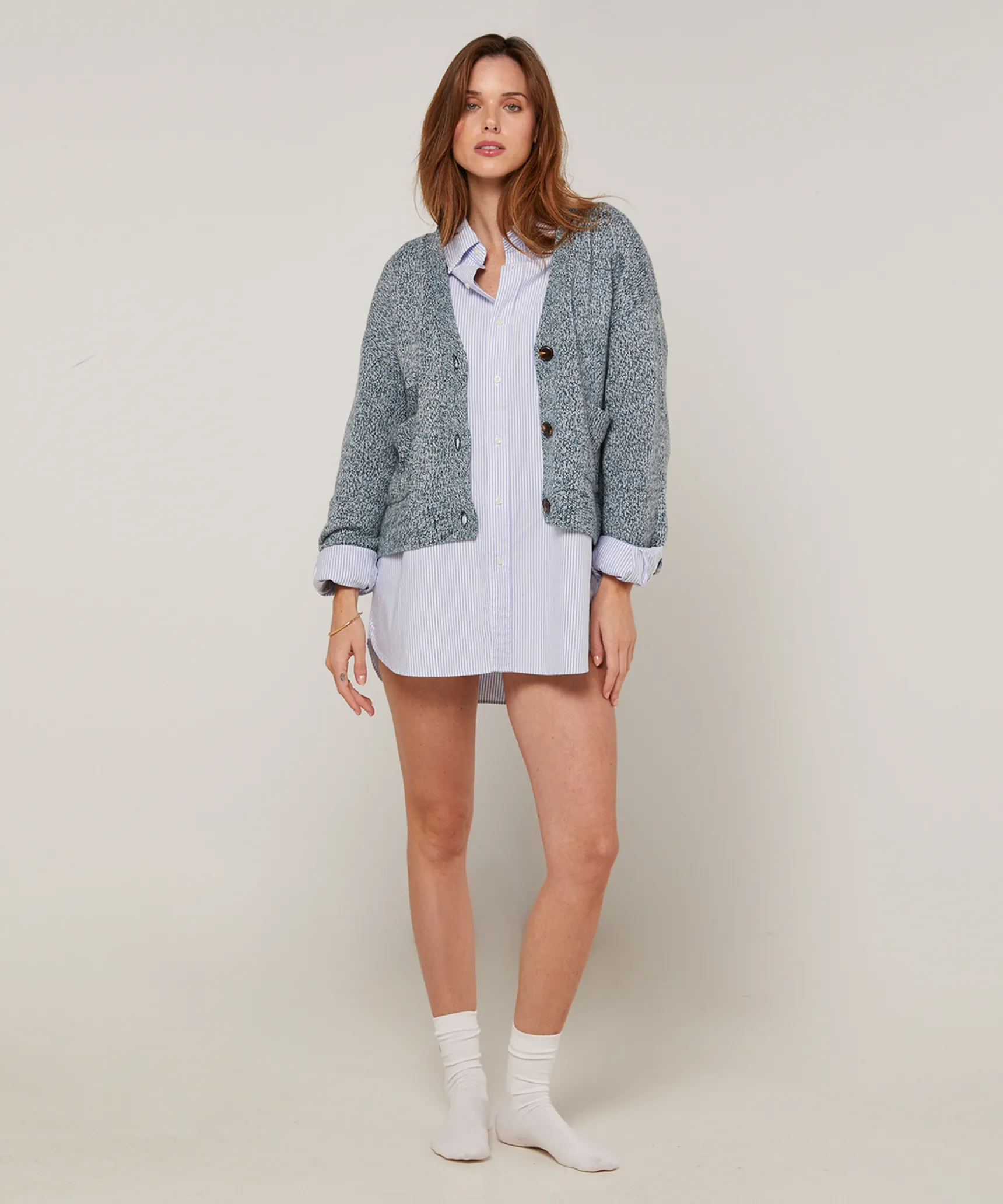 Sale Rodier Gilet court chiné bleu