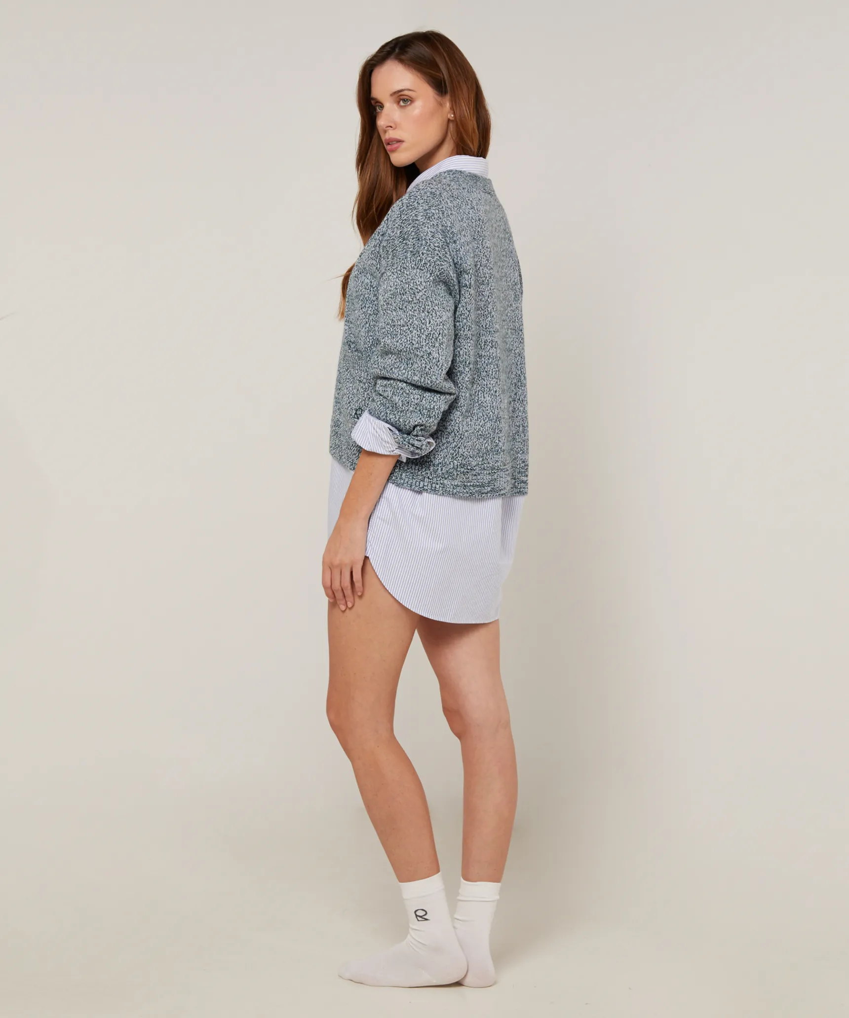 Sale Rodier Gilet court chiné bleu