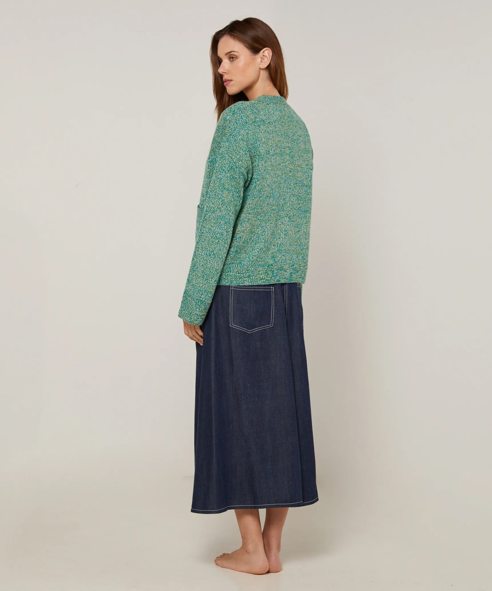 Rodier Gilet court chiné vert