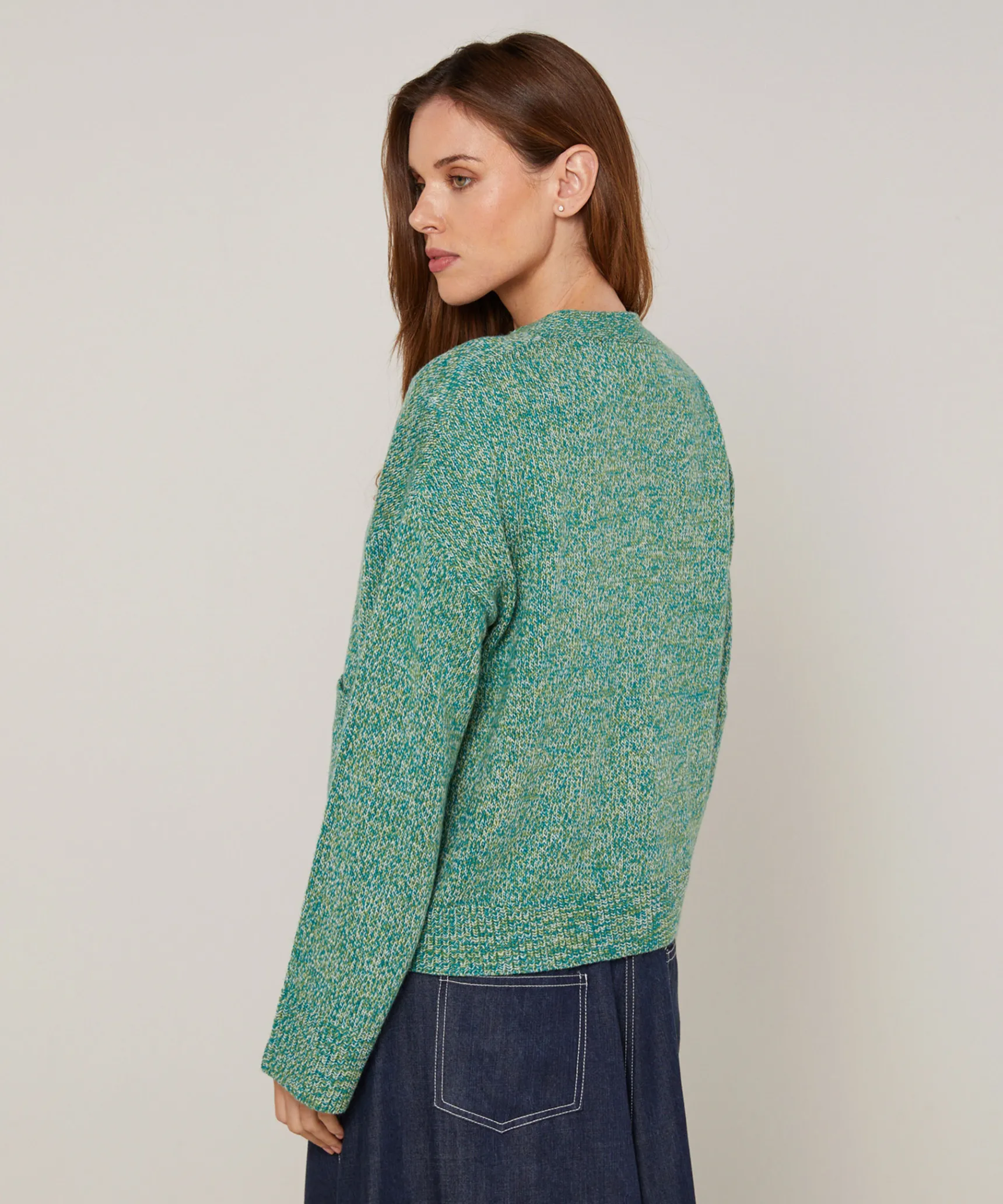 Rodier Gilet court chiné vert