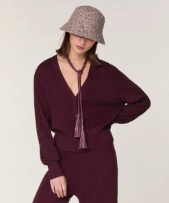 New Rodier Gilet court en laine mérinos violet aubergine