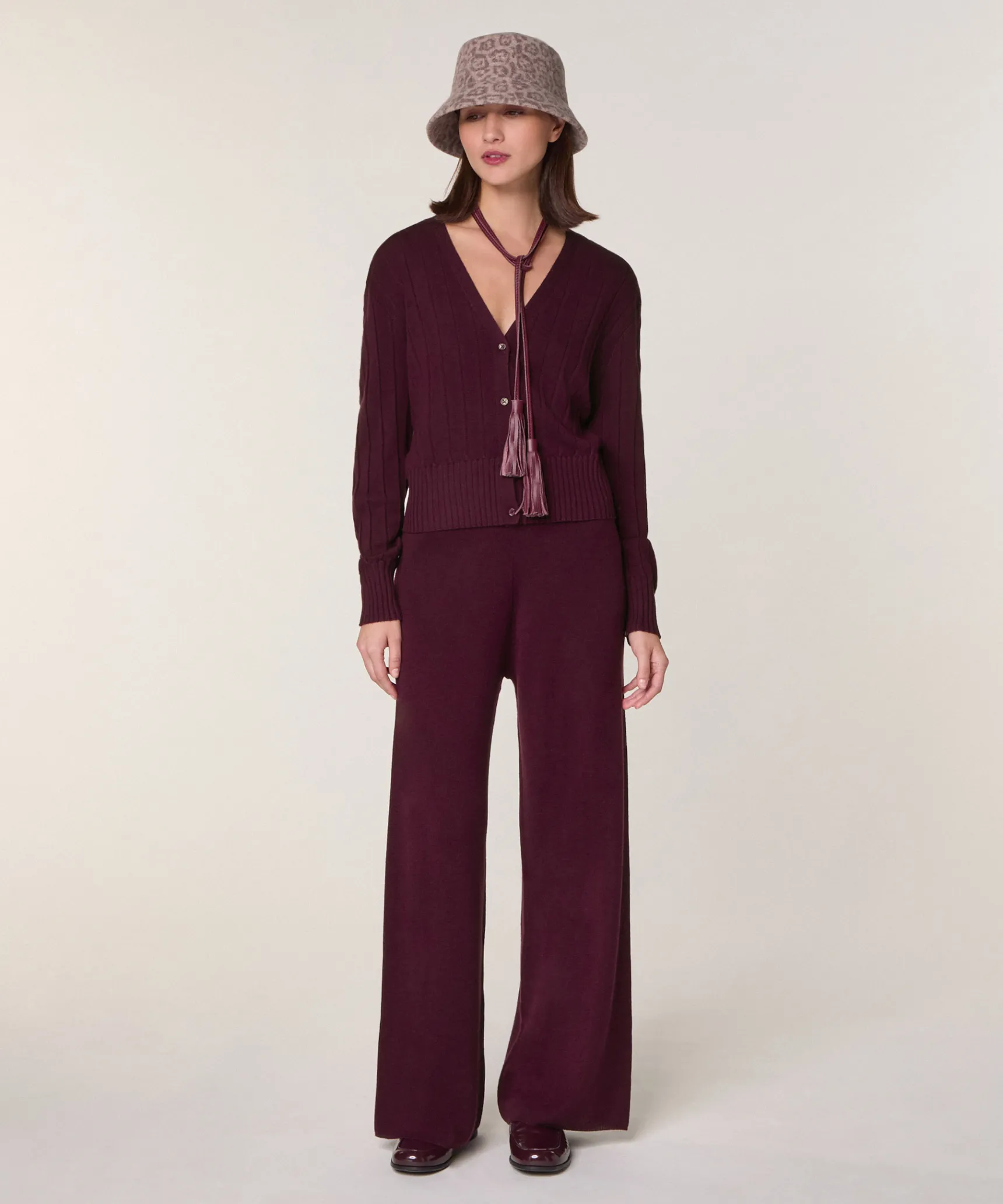 New Rodier Gilet court en laine mérinos violet aubergine
