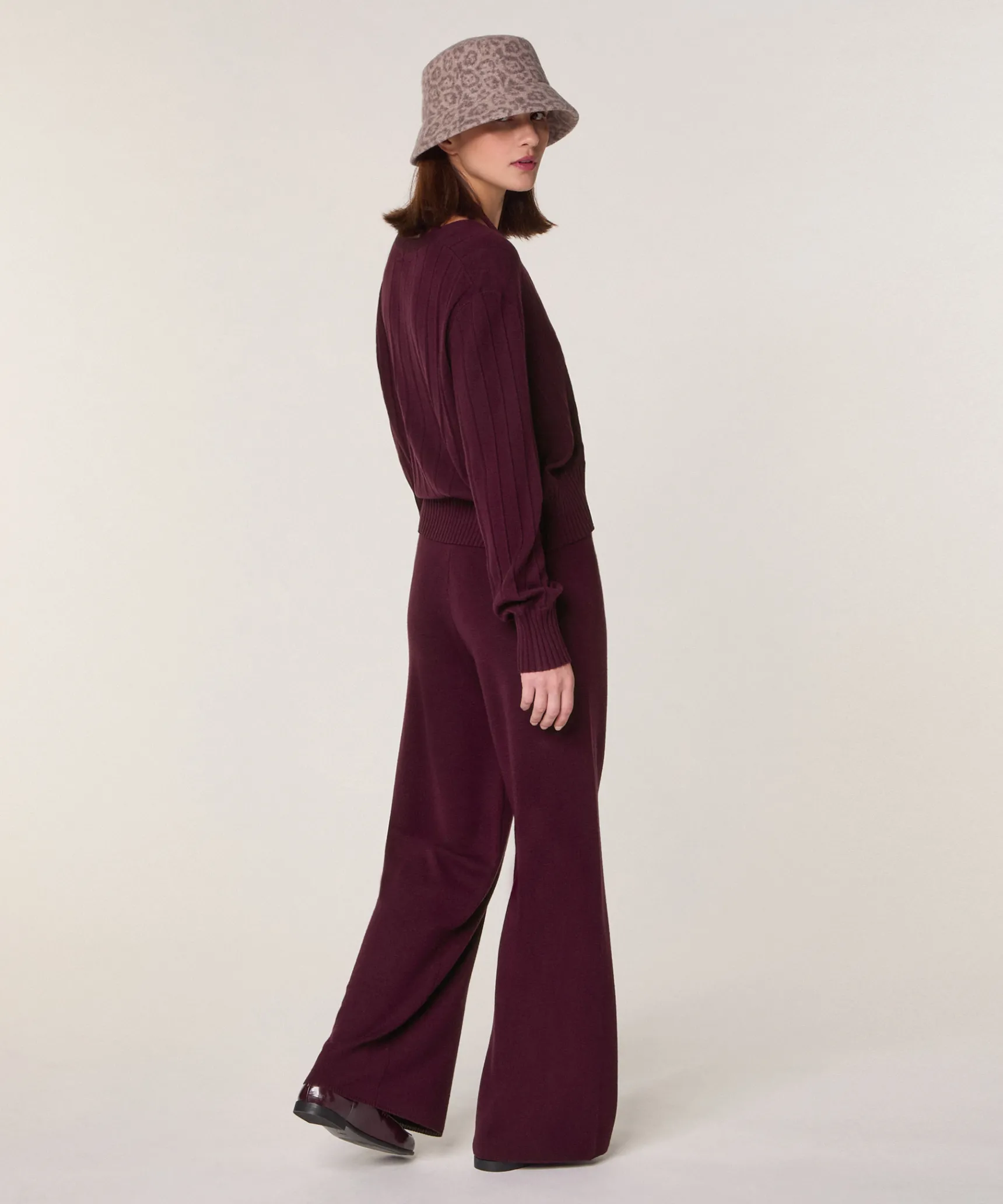 New Rodier Gilet court en laine mérinos violet aubergine