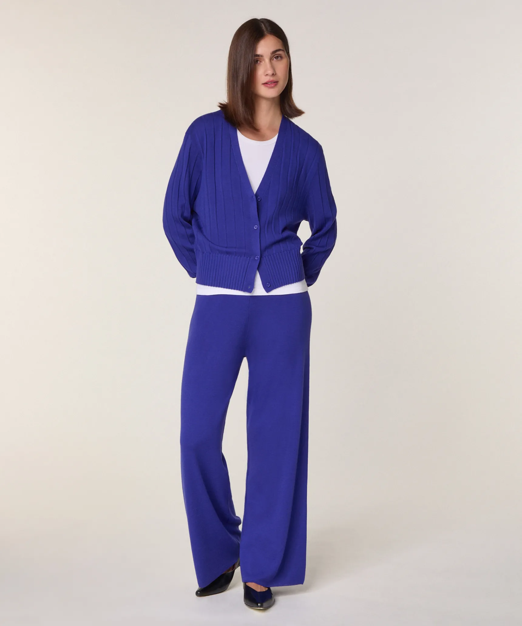 Outlet Rodier Gilet court en laine mérinos bleu outremer