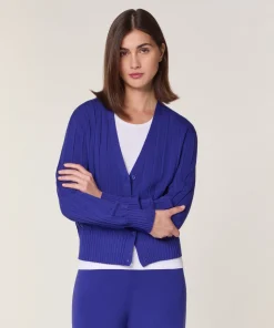 Outlet Rodier Gilet court en laine mérinos bleu outremer