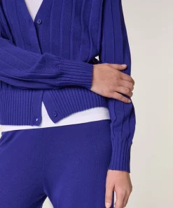 Outlet Rodier Gilet court en laine mérinos bleu outremer