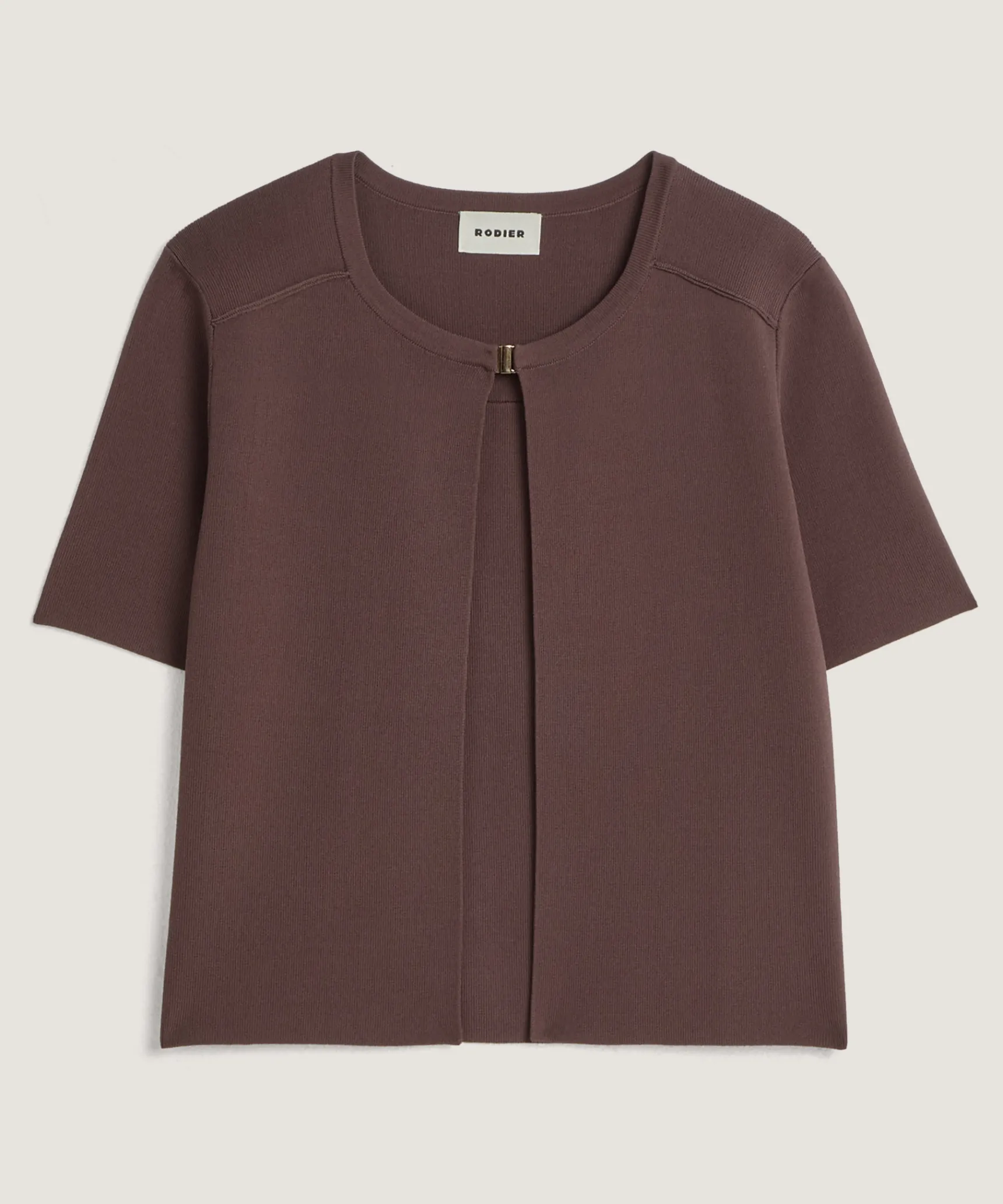 Rodier Gilet court manches courtes marron écorce