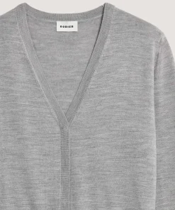 Rodier Gilet dentelle en laine gris foncé