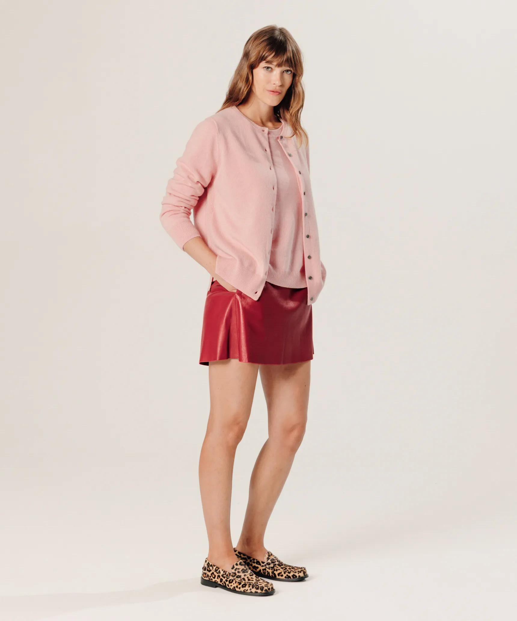 Best Rodier Gilet en cachemire rose poudre