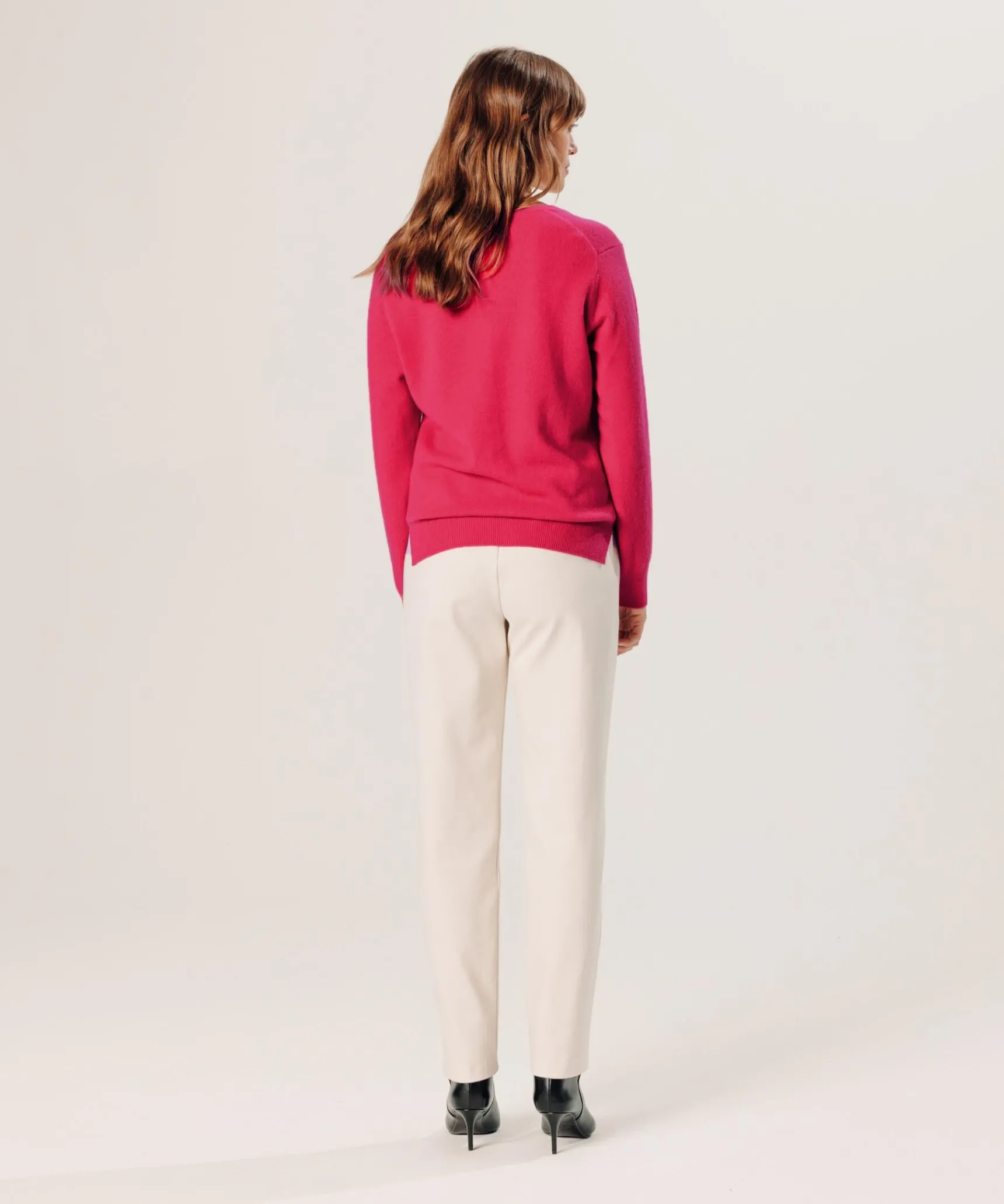 Outlet Rodier Gilet en cachemire rose geranium