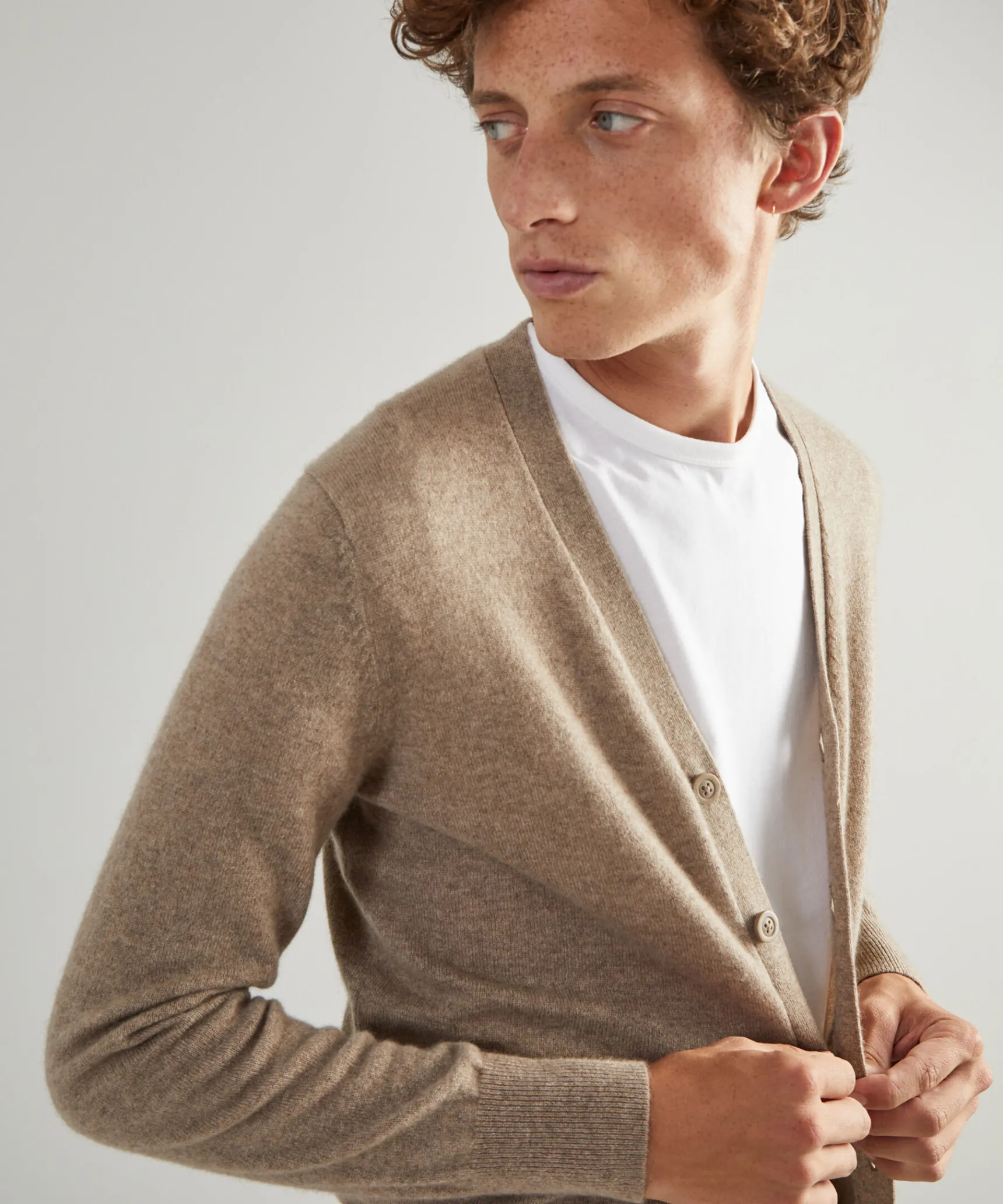 New Rodier Gilet en cachemire 2 fils taupe