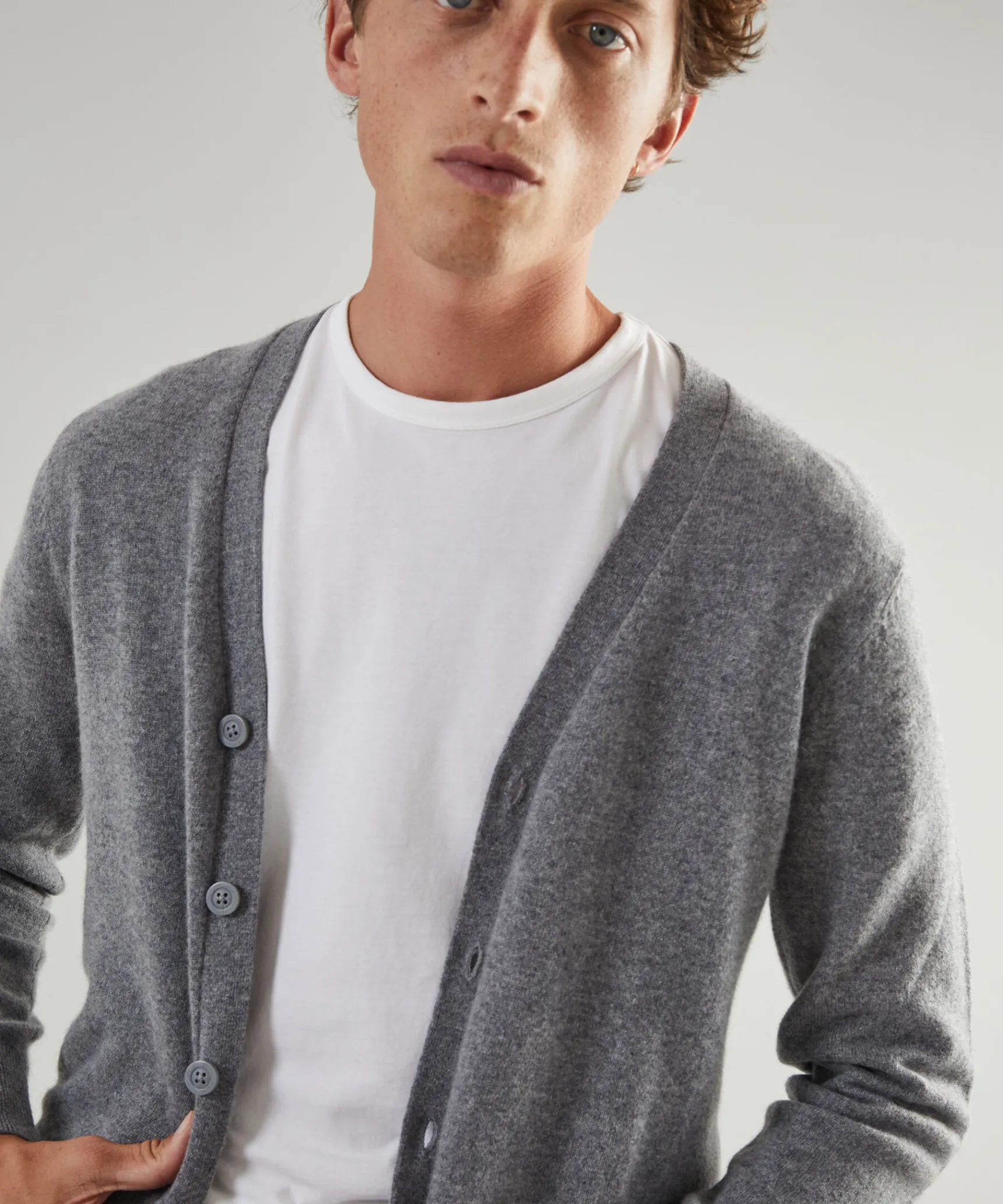 Hot Rodier Gilet en cachemire 2 fils gris moyen