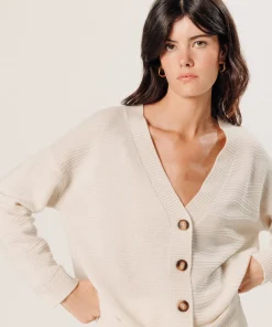 Discount Rodier Gilet fantaisie en cachemire blanc écru