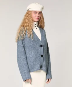 Online Rodier Gilet oversize grosse maille bleu