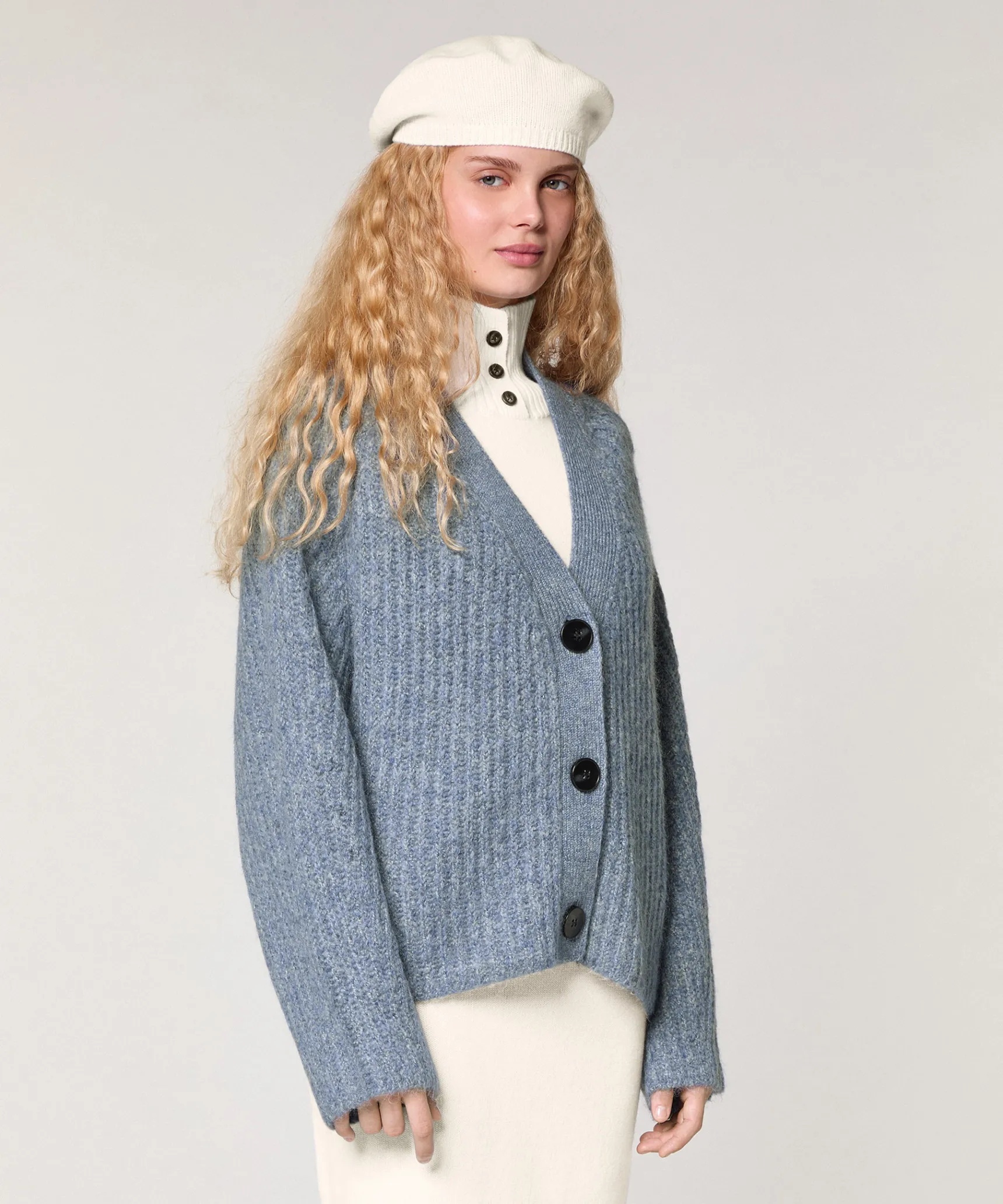 Online Rodier Gilet oversize grosse maille bleu