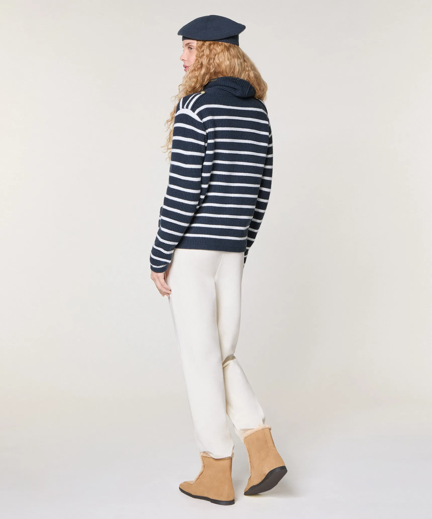 Discount Rodier Gilet rayé en laine bleu denim