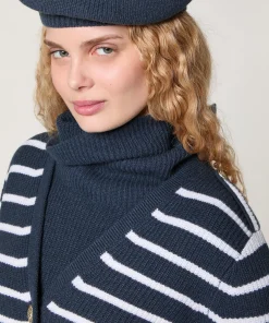 Discount Rodier Gilet rayé en laine bleu denim