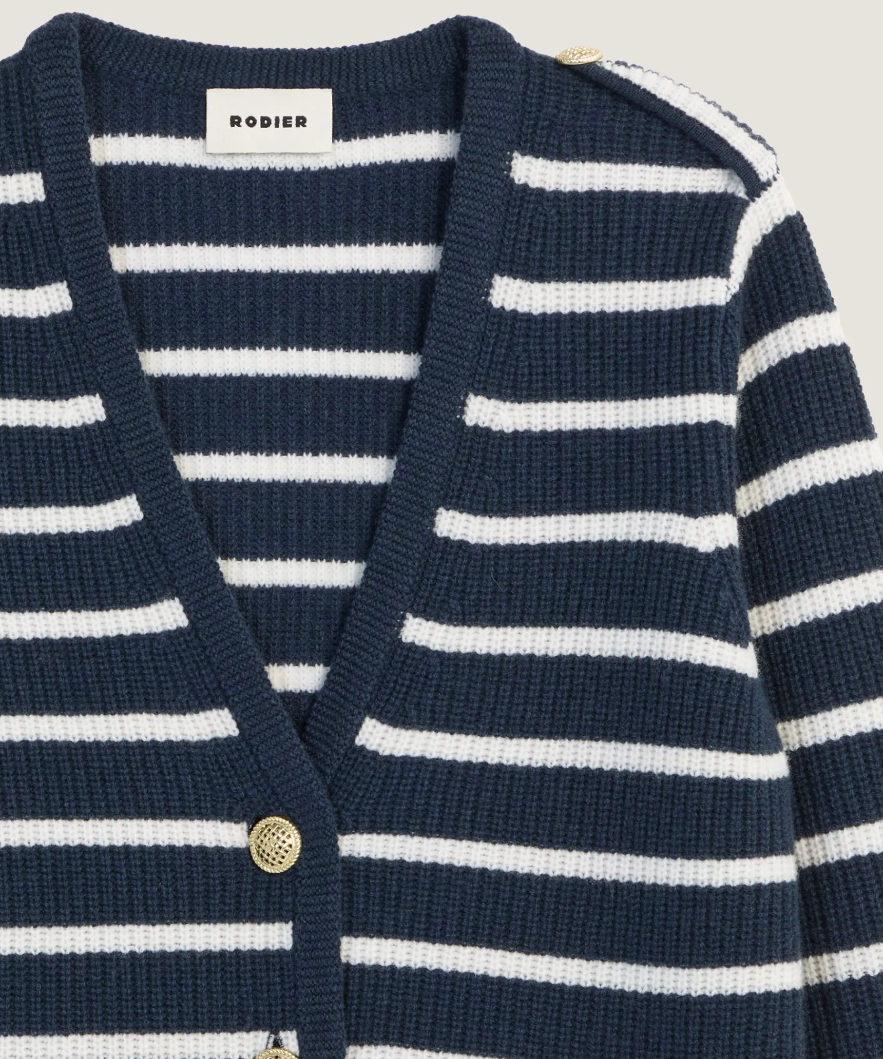 Discount Rodier Gilet rayé en laine bleu denim