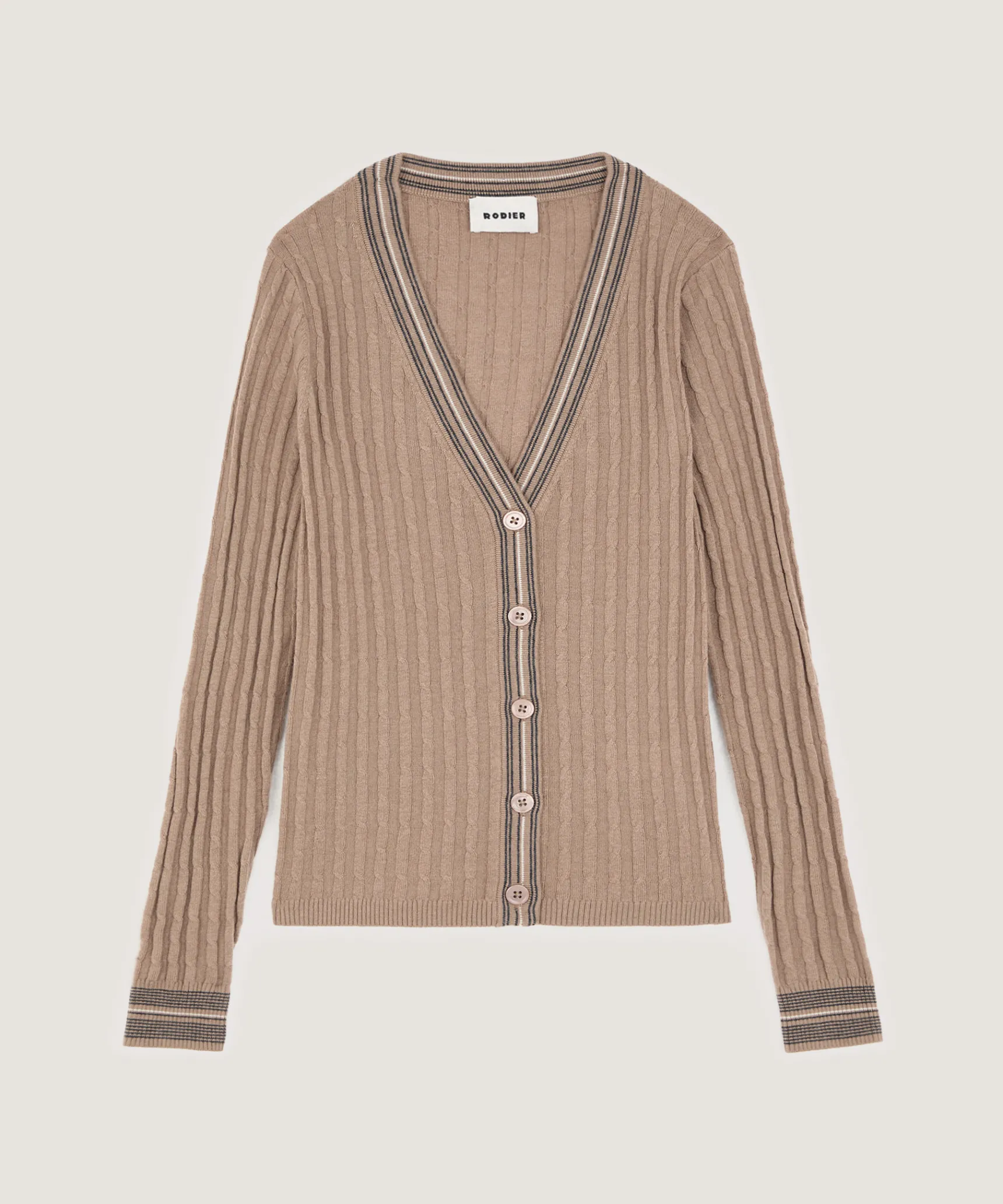 New Rodier Gilet torsades marron moka