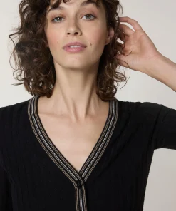 Online Rodier Gilet torsades noir
