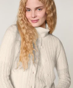 Discount Rodier Gilet torsades en alpaga blanc écru