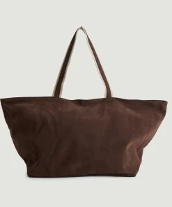 Online Rodier Grand sac cabas Lou en cuir velours marron foncé