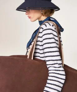 Online Rodier Grand sac cabas Lou en cuir velours marron foncé