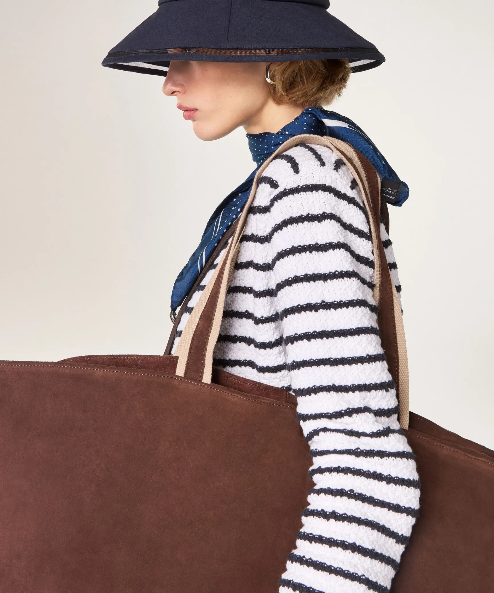 Online Rodier Grand sac cabas Lou en cuir velours marron foncé
