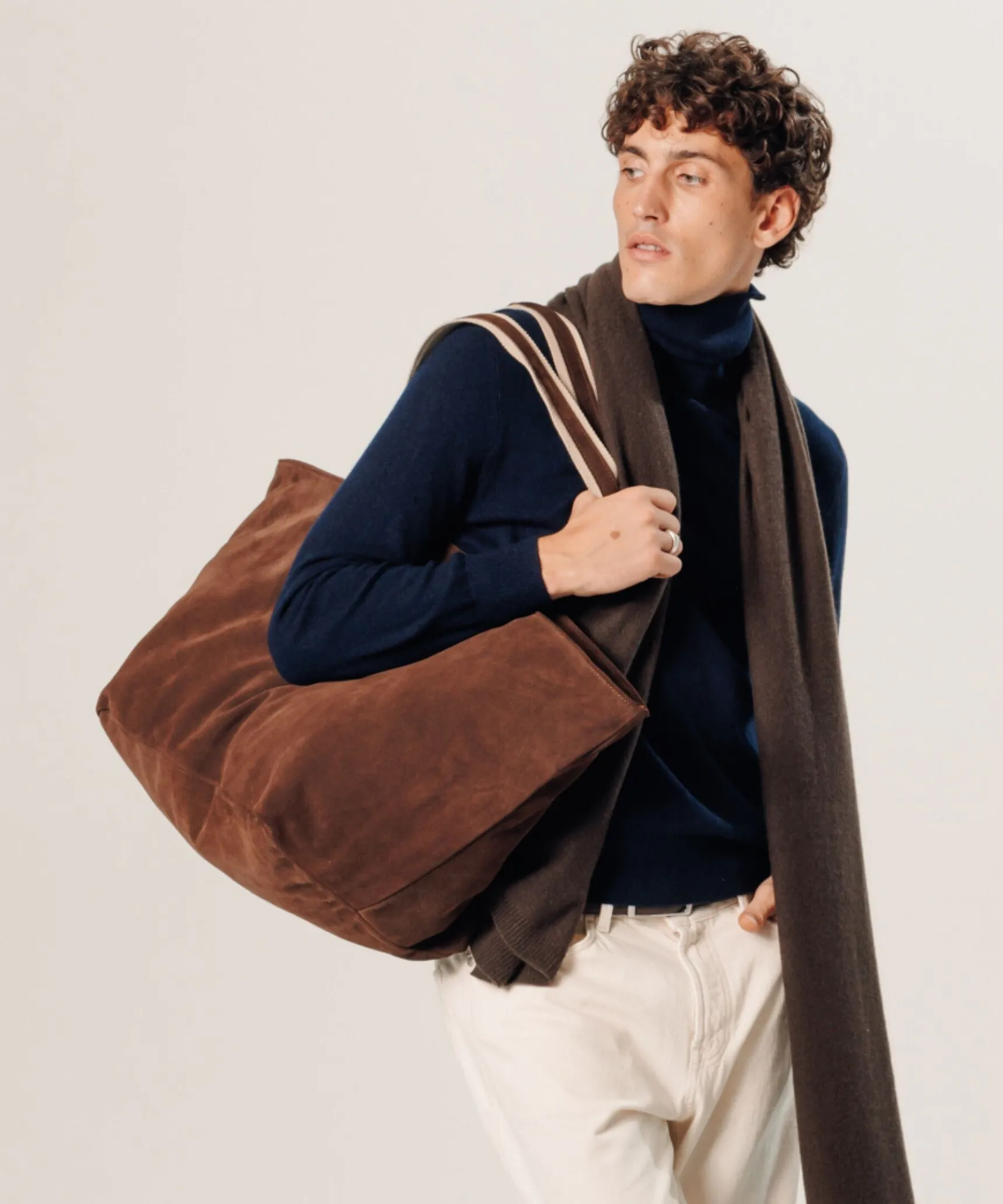 Online Rodier Grand sac cabas Lou en cuir velours marron foncé