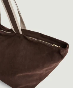 Online Rodier Grand sac cabas Lou en cuir velours marron foncé