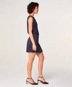 Best Rodier Jupe courte en maille lurex bleu marine